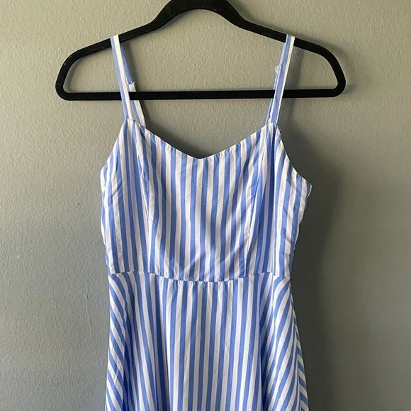 Old Navy Blue and White Striped Spaghetti Strap Mini Dress - Picture 3 of 7